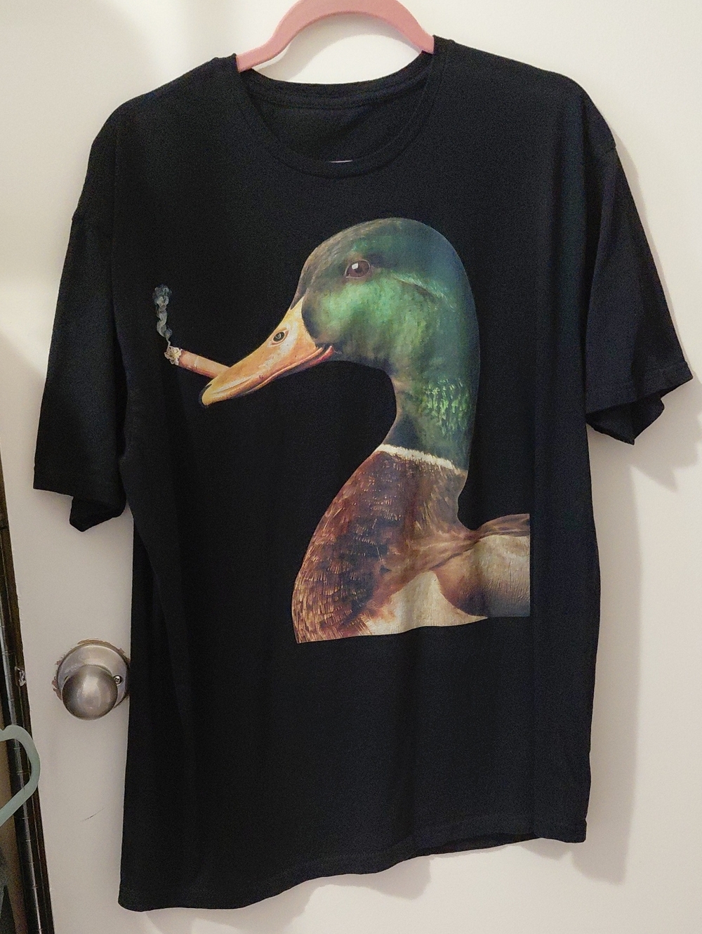 Black Tee with Smoking Mallard Graphic